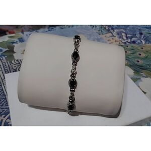 Gorgeous New 5 Ct. Oval Cut Blue & White Sapphire Halo Design Tennis Bracelet